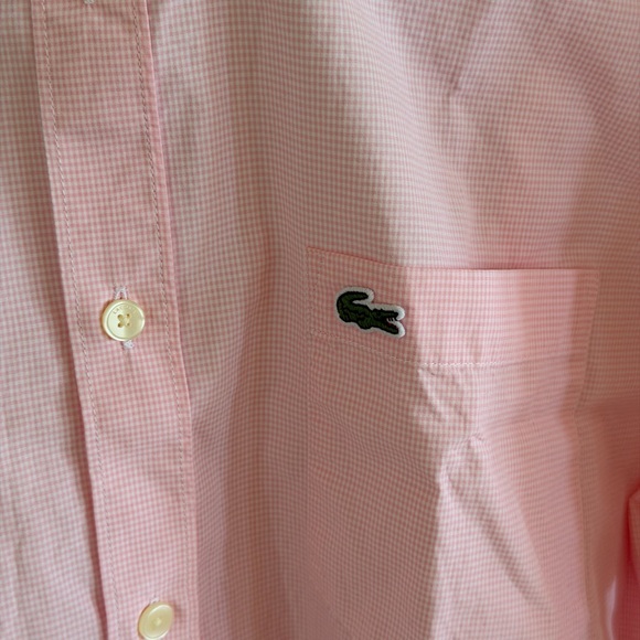Lacoste Pink Gingham Button-Down Shirt - Picture 2 of 16
